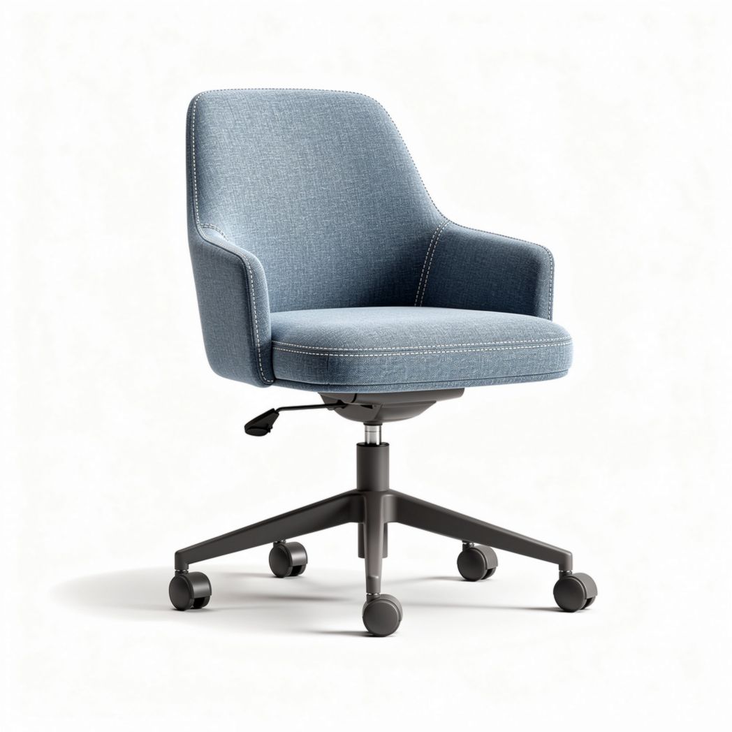 Fauteuil de bureau mobile en tissu bleu clair avec accoudoirs 60 x 60 x 85cm