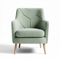Fauteuil en tissu texturé vert avec pieds en bois naturel dimensions 80 x 80 x 90cm
