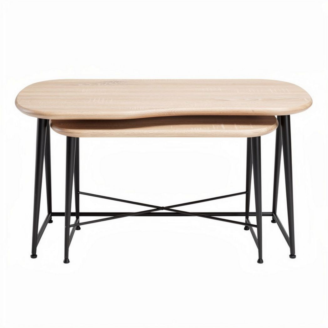 Tableau en bois naturel avec structure métallique 120 x 60 x 75cm pour bureau ou espace de travail