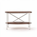 Table basse rectangulaire en bois de noyer et métal blanc 90 x 40 x 75cm