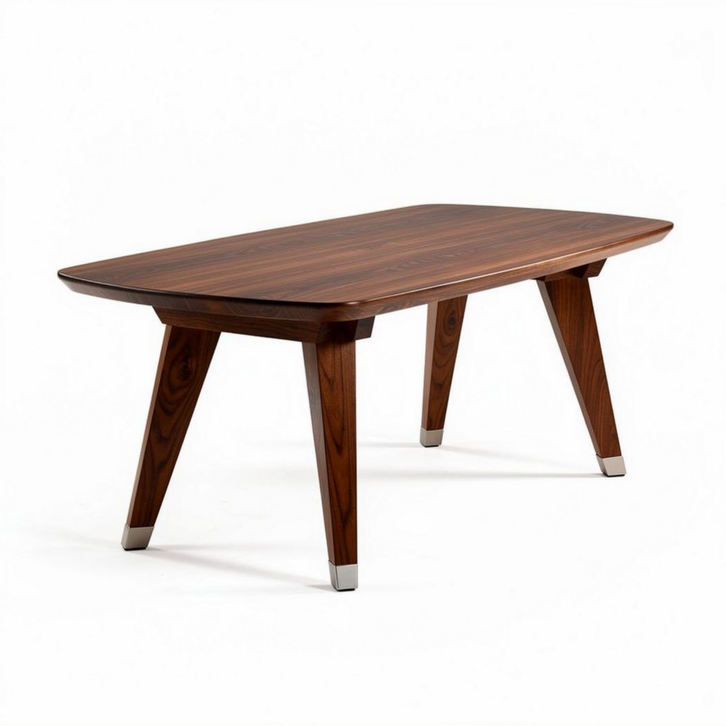 Table en bois foncé rectangulaire moderne 150 x 75 x 75cm avec pieds en métal