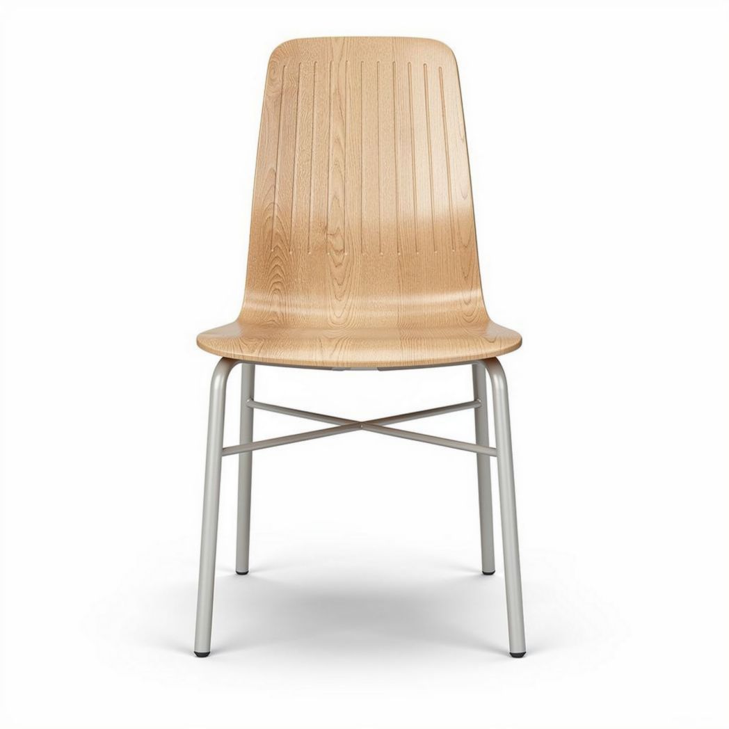 Chaise en bois clair avec structure en métal gris dimensions 45 x 45 x 90cm