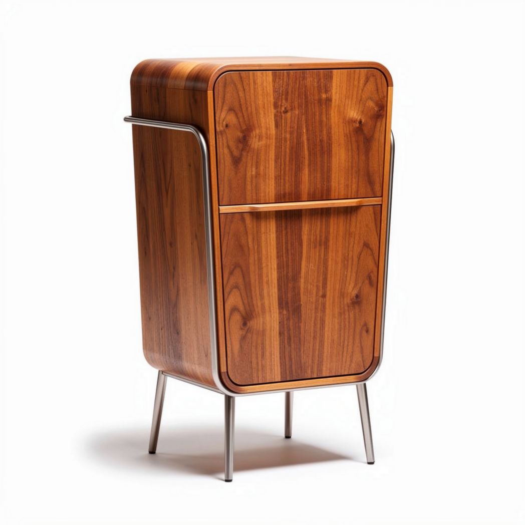 Meuble de rangement en bois de noyer avec pieds en métal 40 x 40 x 80cm
