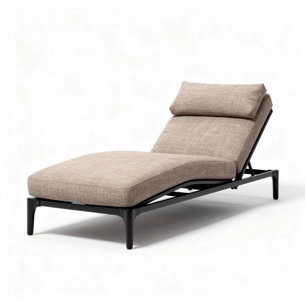 Chaise longue en aluminium texturé 150 x 80 x 70cm couleur beige ajuste la position pour le confort
