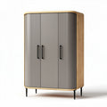 Armoire en bois avec portes gris et poignées noires 80 x 40 x 120cm