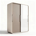 Armoire de rangement en bois avec portes coulissantes 120 x 60 x 180cm couleur blanche et beige