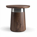 Table d'appoint en bois avec plateau circulaire en acier inoxydable 40 x 40 x 50cm