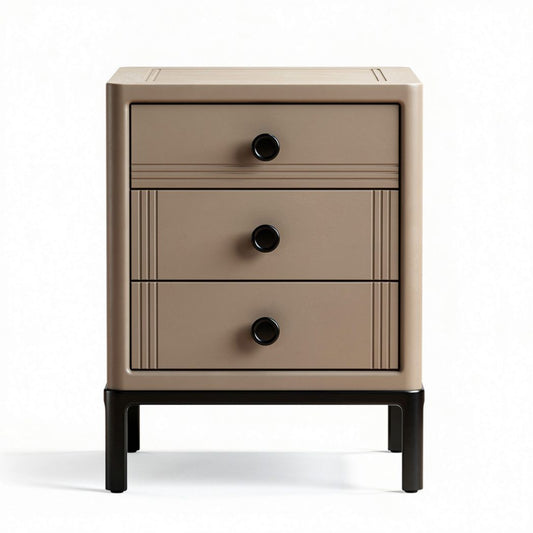 Table de chevet en bois avec trois tiroirs couleur beige 40 x 40 x 60cm
