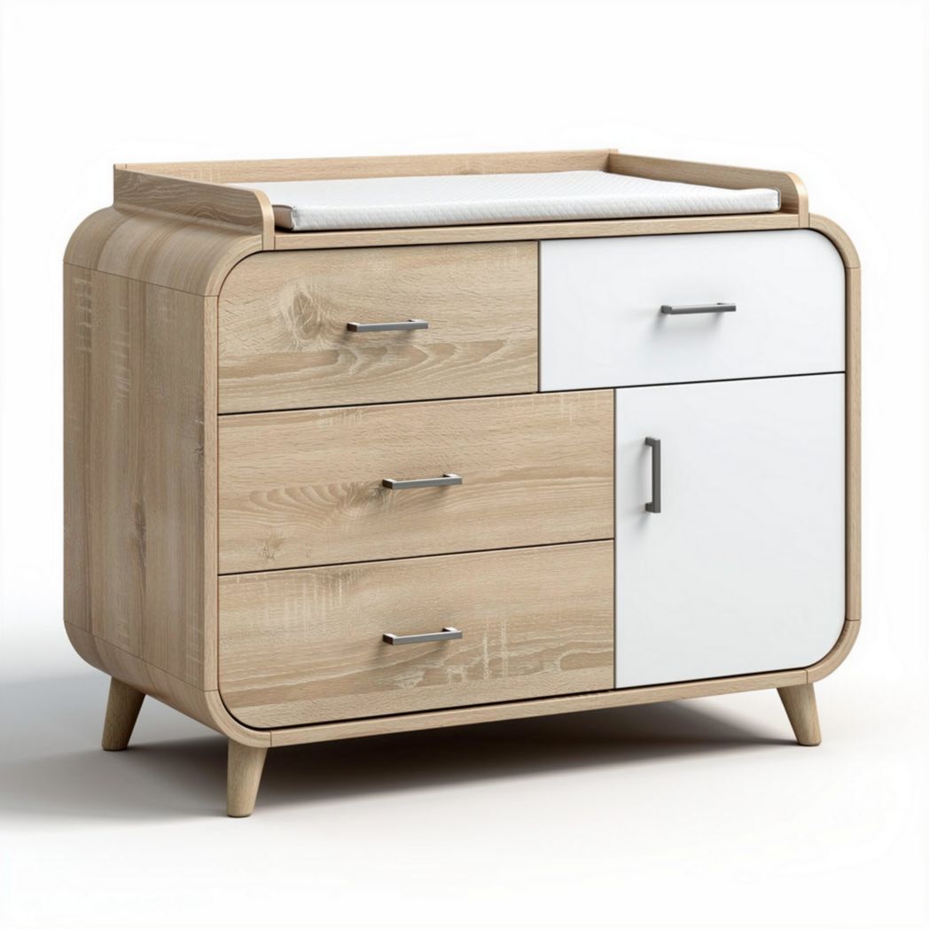 Commode en bois avec plan à langer et tiroirs 80 x 45 x 85cm