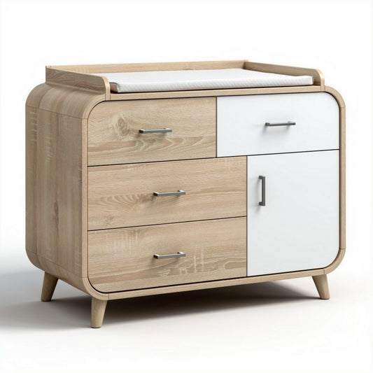 Commode en bois avec plan à langer et tiroirs 80 x 45 x 85cm