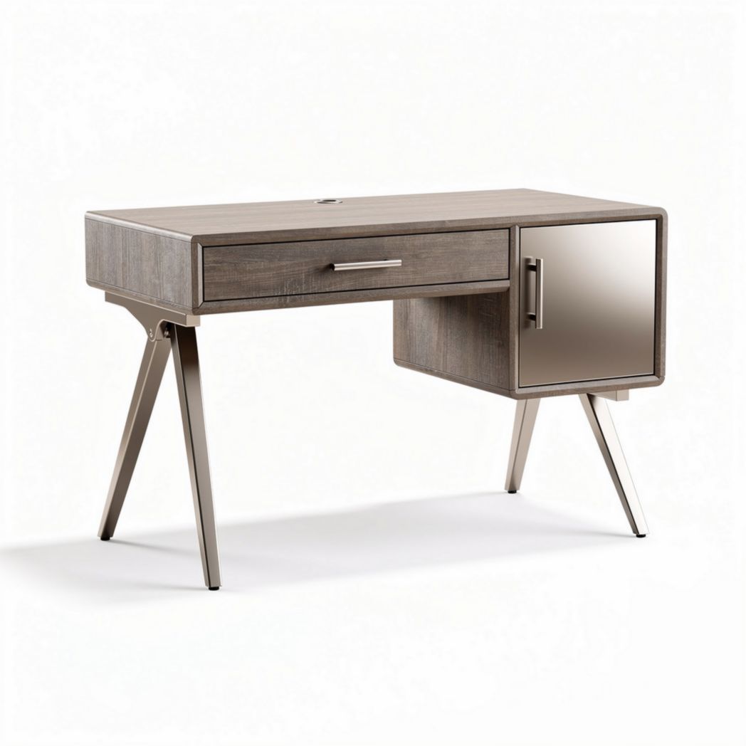 Bureau moderne en bois avec tiroir et porte miroir dimensions 120 x 60 x 75 cm